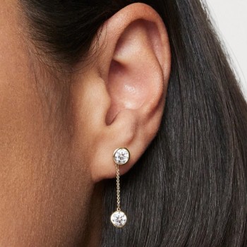 Lab-Grown Diamond 2ct. tw. Round Brilliant Double Drop Earrings | White
