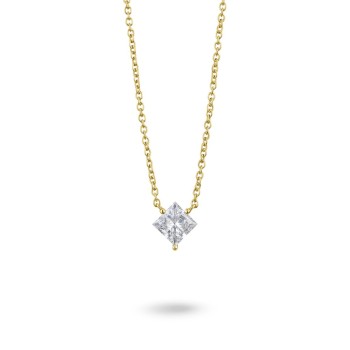 Lab-Grown Diamond ¼ct. Mini Round Brilliant Solitaire 10k Gold Pendant | Pink