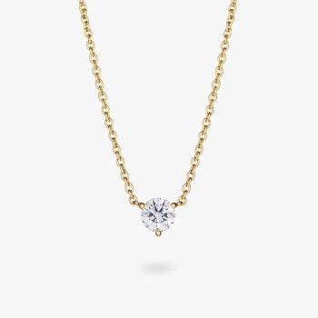 Lab-Grown Diamond ¼ct. Mini Round Brilliant Solitaire 10k Gold Pendant | Pink