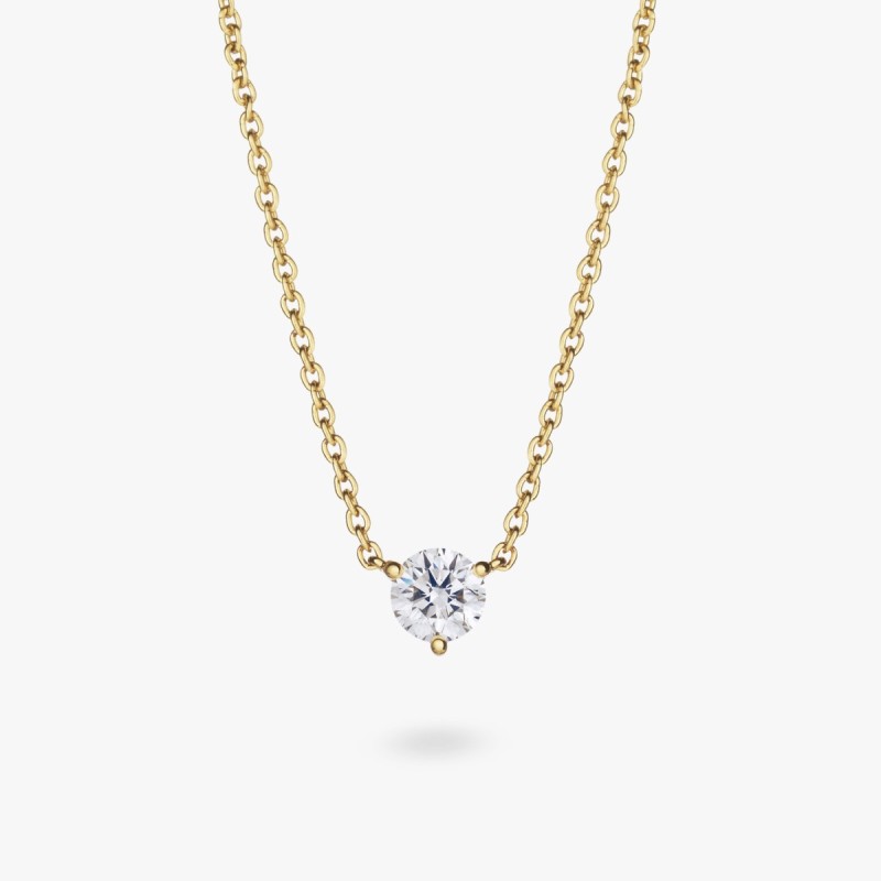 Lab-Grown Diamond ¼ct. Mini Round Brilliant Solitaire 10k Gold Pendant | Pink